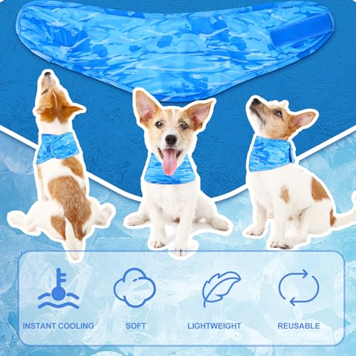 Talltalk 5 Pieces Dog Cooling Bandanas Neck Wraps Ice Scarf Pet Dog Cooling Collar Hunting Training Hiking Camping Accesso...