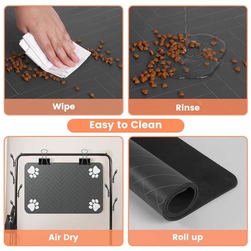 Pet Feeding Mat-Absorbent Pet Placemat for Food and Water Bowl, with Waterproof Rubber Backing, Quick Dry Water Dispenser ...