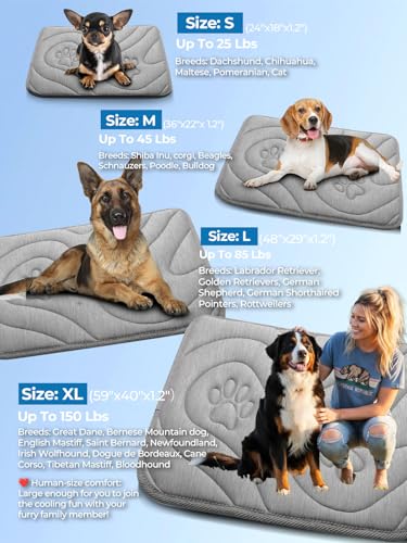Pawhoo Dog Cooling Mat, Reversible Cool & Warm Pet Orthopedic Pad, Thick Mat for Summer & Winter, Machine Washable, Portab...