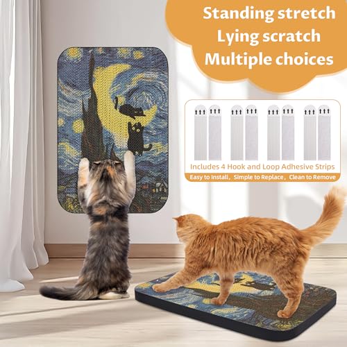 LESISSMER Art Cat Scratcher, Wall-Mountable Cat Scratching Board, Cat Wall Scratcher 16.7x11x1 Inch Cat Scratch Pad and Ca...