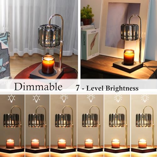 Yuichoy Candle Warmer Lamp with Timer, Dimmable Electric Candle Wamer Adjustable Height, Gifts for Women Mom, Glass Modern...
