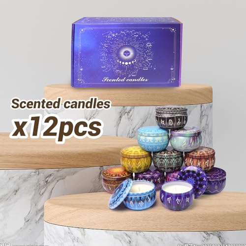Zodiac Scented Candles Gift Set, 12 Pack Travel Size Soy Wax Aromatherapy Candles with Essential Oils, Astrology Constella...