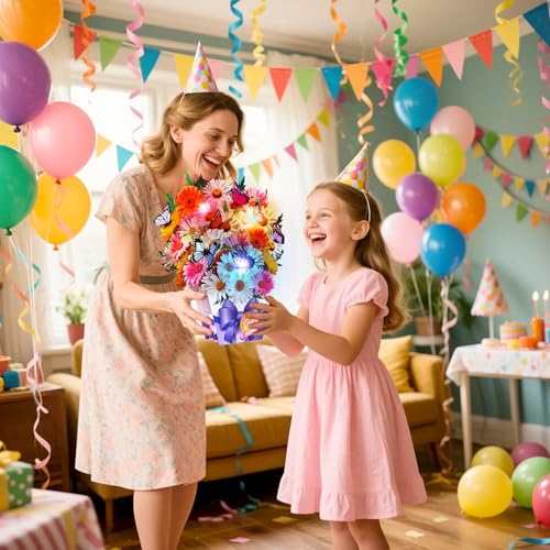 APOTODITO Birthday Cards, Butterfly & Daisy Birthday Card with Music and Light, Flower Bouquet 3D Card for Women Mom Wife