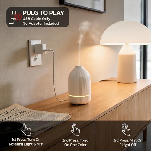 Essential Oil Diffuser, 100ml Aromatherapy Diffuser, Mini Ultrasonic Diffuser for Essential Oil, Home, Office, Cool Mist H...