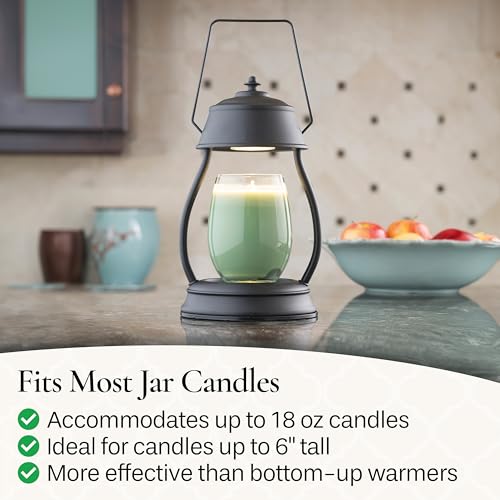 Candle Warmers Etc Hurricane Candle Warmer Lantern for Top-Down Candle Melting, Black