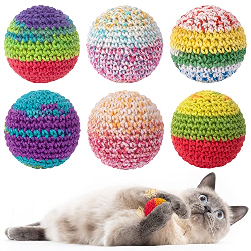 Retro Shaw Cat Toys Balls, Yarn Cat Ball with Bell Inside, Kitten Toys for Indoor Cats Kitty, Interactive Cat Nip Chew Toy...
