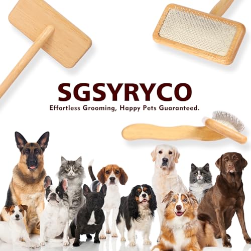Dog Slicker Brush for Shedding & Grooming - Professional Dog Brush and Cat Brush with Coated Tips & Air-Cushion Design, De...