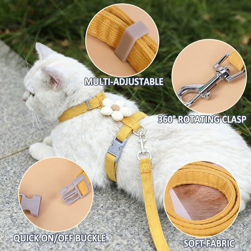 LeLehome Cat Harness and Leash Set Escape Proof Comfortable Lightweight Adjustable Strap for Walking, Travel, Kitten, Pupp...