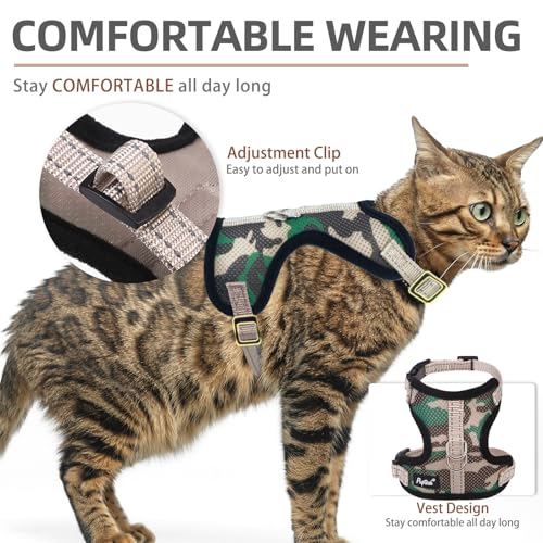 PUPTECK Cat Harness and Leash Set Escape Proof, Reflective Adjustable Soft Mesh Kitten Vest Harness for Walking Travel, Ca...