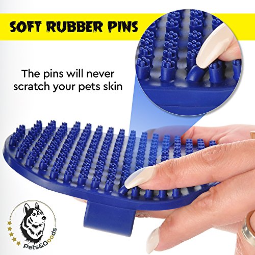 Pets&Goods Rubber Grooming Brush for Dogs & Cats - Gentle Deshedding Bath Brush for Short & Medium Hair - Soft Bristles, A...