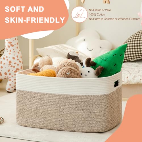 SIXDOVE 75L Large Cotton Rope Basket, Soft Toy Storage Bin for Nursery & Living Room, Decorative Blanket Basket for Bedroo...