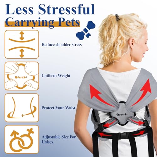 Petskd Dog Carrier Sling for Small Pet 7-15 LBS, Hands Free Front Facing Cat Sling Chest Carrier with Bottom Mat and Adjus...