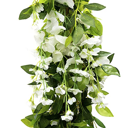 SLanC Wisteria Garland Artificial Flowers Wisteria Vine - 5Pcs Total 33ft Fake Wisteria Hanging Flower