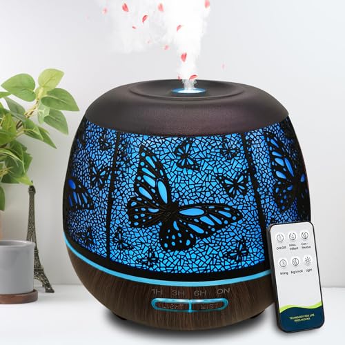 Roonbo Diffusers for Essential Oils Large Room 400ml,Essential Oil Diffuser for Home with R/C,Cool Mist Humidifiers for Be...