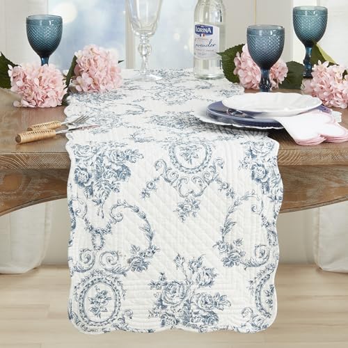 Quilted Toile Floral Table Runner