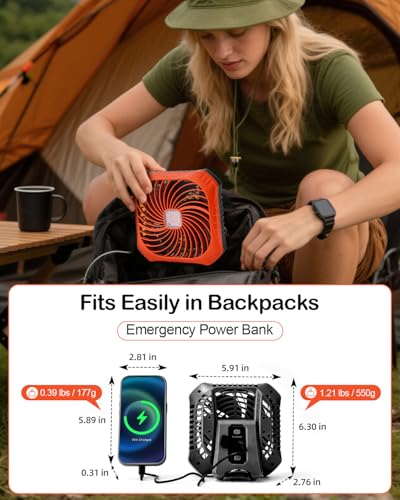 Odoland Portable Camping Fan with LED Lantern, 40H Rechargeable Battery Operated Quiet Tent Fan with Hanging Hook for RV C...