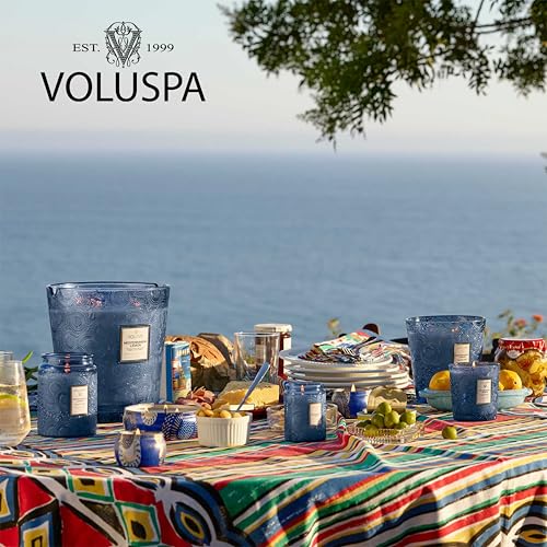 Voluspa Mediterranean Lemon Candle Jar, 18 oz, Coconut Wax Blend, Large Scented Candles for Home, 100 Hour Burn Time, Pour...