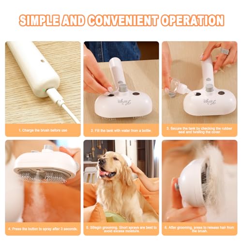 Cat Steam Brush for Cats & Dogs,3-in-1 Self Cleaning Pet Grooming Brush with One-Click Hair Release Button, Anti-Static De...