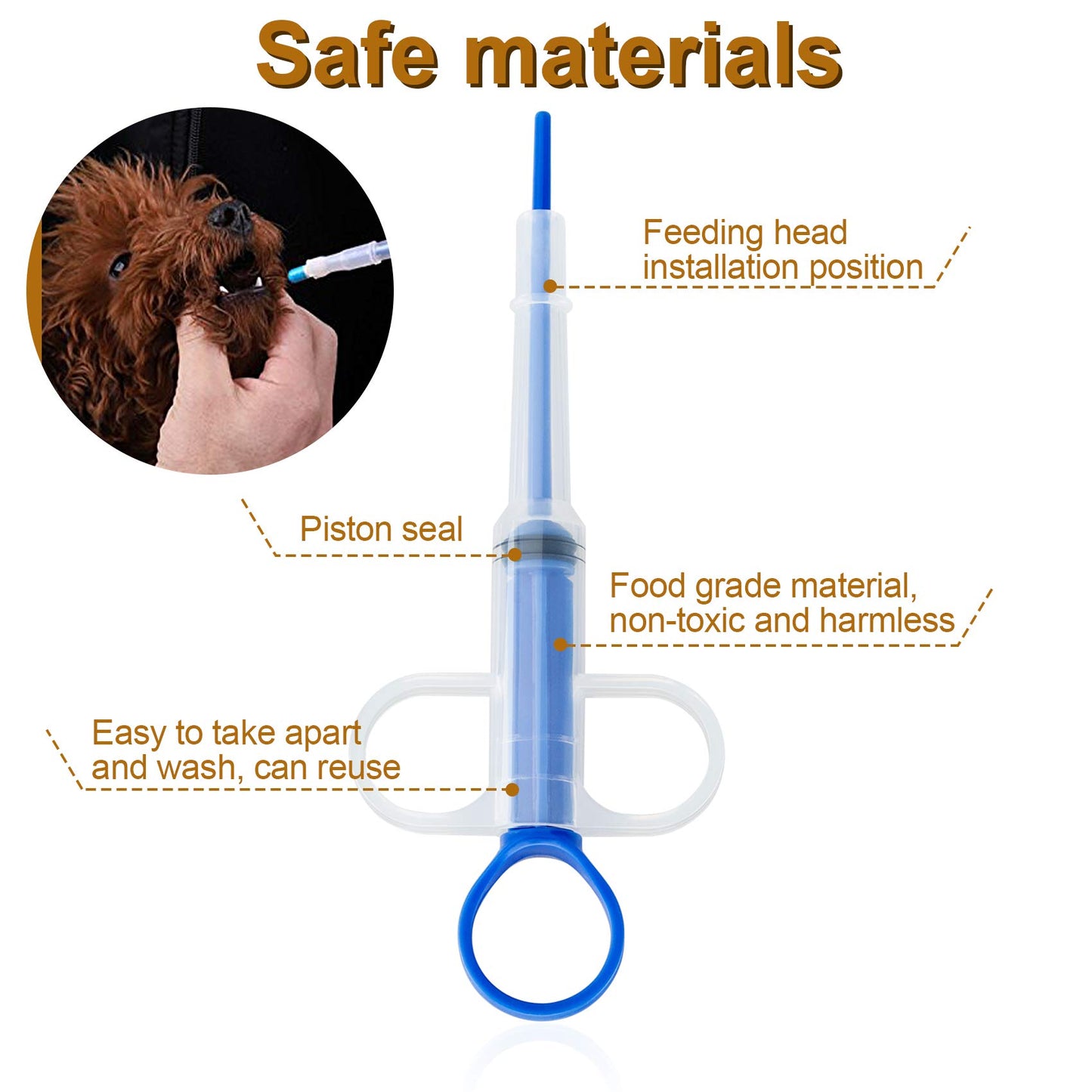 Cat Pill Shooter, Pill Popper For Cats & Dogs, 2-in-1 Pet Piller  Anti-drop Syringe For Tablets & Liquid. Easy Admin For Small Animals. Soft Rubber Tip Protects Gums
