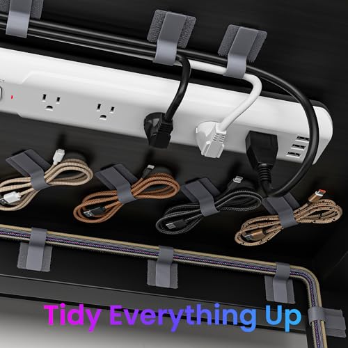 LX IntMfr. Hook and Loop Cable Ties, Self Adhesive Hook and Loop Cable Straps, Sticky-back Cord Organizer, Cable Clip, Hou...