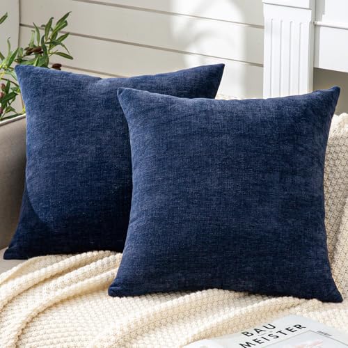 GAWAMAY Decorative Square Throw Pillow Covers 18"x18" Inch Set of 2, Super Soft Chenille Pillows Cover Fall Pillowcase for...