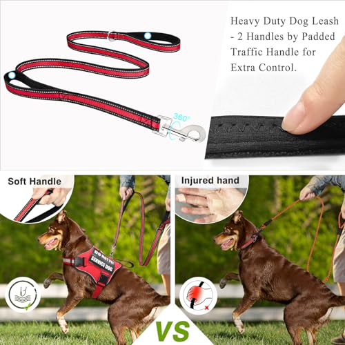 Service Dog Harness and Leash Set, Training Dog Vest with 10 Dog Patches, Emotional Support Therapy Dog Vest Harness for S...