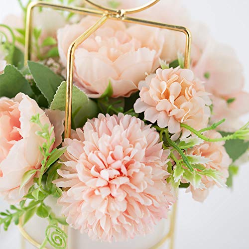 KIRIFLY Fake Artificial Flowers in Vase Faux Peony Silk Hydrangea Flower Centerpieces Décor for Wedding Table Decoration(P...