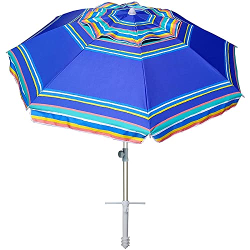 AMMSUN 7ft Heavy Duty High Wind Beach Umbrella Parasols with Sand Anchor Vent Tilt UPF 50+ Sun Protection Portable Outdoor...