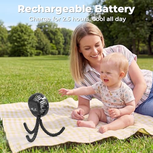AMACOOL Battery Operated Stroller Fan, Baby Travel Essentials for Beach Disney, Newborn Boy & Girl Showers Gifts Registry ...