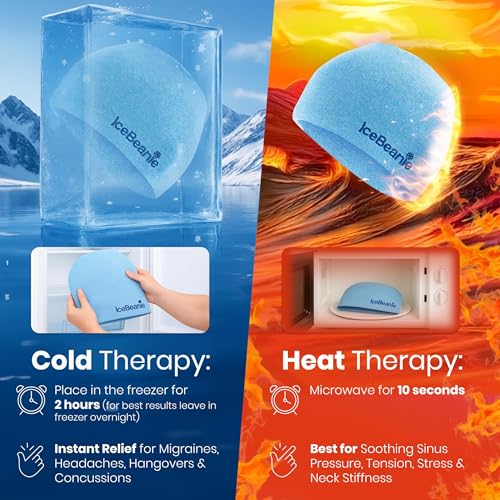 IceBeanie Migraine Relief Cap, As Seen on Shark Tank, Soft & Stretchy Gel Tension Headache Relief Cap, Extended Cooling Ha...