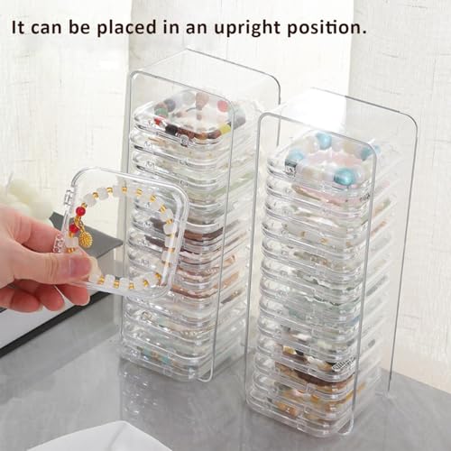 MEAJOIN 15 Pcs Clear Travel Jewelry Cases with Storage Box Plastic Jewelry Organizer Protective Container for Bracelets, N...