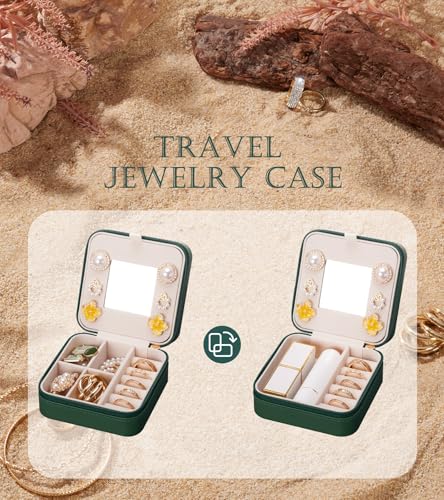 Enthralite Travel Jewelry Box for Gift: Traveling Jewelry Case for Girls Women - Mini Organizer for Necklaces Earrings Gre...
