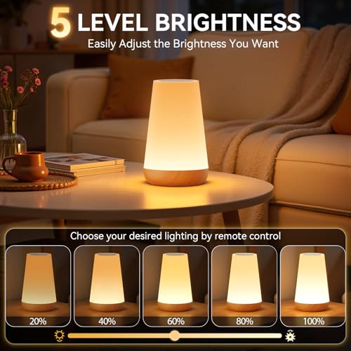 Auxmir LED Night Light Bedside Lamp Touch and Remote Control Dimmable Tabletop 13 RGB Colors Changing 5 Brightness Adjusta...