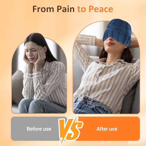 FSA Eligible HSA, Comfytemp Migraine Headache Relief Cap, Microwave Heating Pad Migraine Mask Heat Cap for Sinus Pressure,...