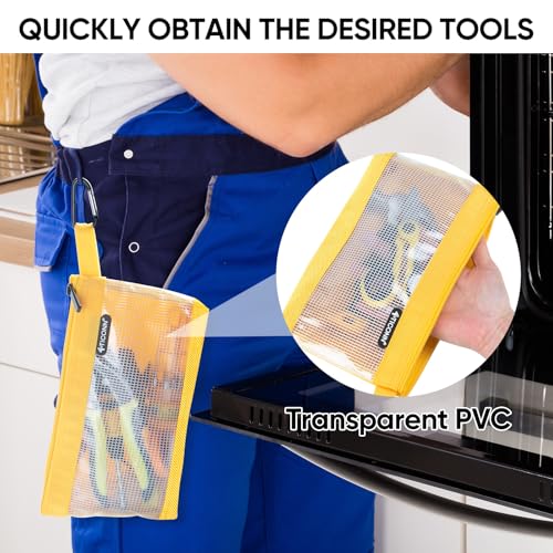 TICONN Tool Pouch, 1680D Oxford Small Tool Bag, Tool Pouches with Zipper, Clear Utility Bag Zipper Pouch for Tool Organize...