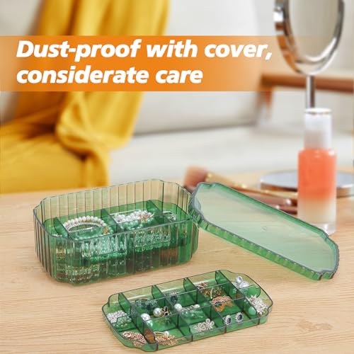 LETURE 3-Layer Jewelry Organizer Box for Earrings, Rings, Necklaces, Bracelets, Clear Plastic Bead Storage Containers for ...