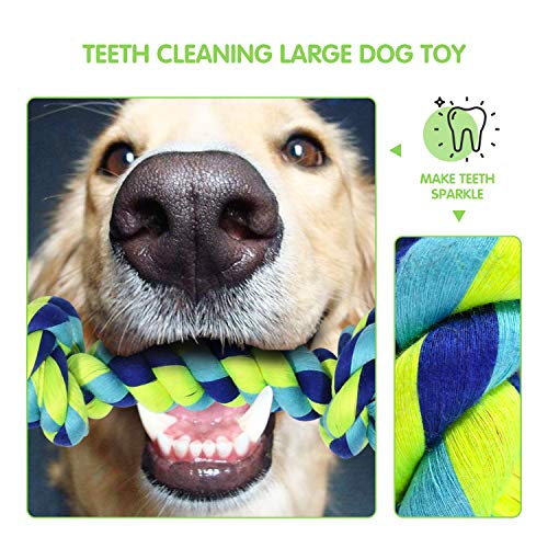 SHARLOVY Large Tough Chew Toys for Aggressive Chewers Large Breed,Heavy Duty Dental Rope Toys Kit for Medium Dogs,5 Knots ...