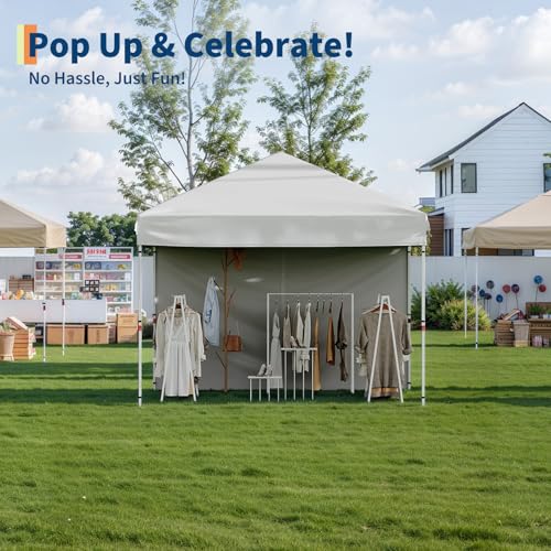 Garvee 10x10 Pop Up Canopy Tent with 1 Removable Sidewall, Heavy Duty Commercial Instant Shelter with One-Person Setup, UP...