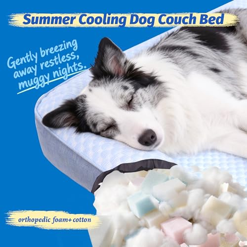 WATANIYA PET Cooling Dog Bed, Washable Cooling Mat for Large Dogs with Removable Cover, Self Cooling Couch Cover for Dog, ...