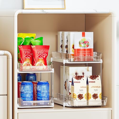 Delamu 2-Tier Multi-Purpose Bathroom Under Sink Organizers and Storage, Stackable Kitchen Pantry Organization, Pull Out Me...