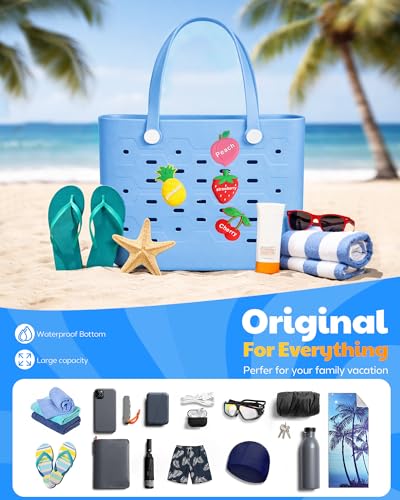 Beach Tote Bag for Women - Chic & Durable EVA Rubber Beach Bag Waterproof, Sandproof Cave Bags, Large Capacity Pool Bag wi...