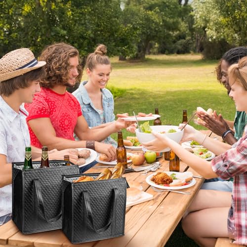 Dwscroad Insulated Grocery Bags, Reusable Insulated Bag, Portable Cooler Bags for Shopping Food Travel Beach Camping (4 Pack)