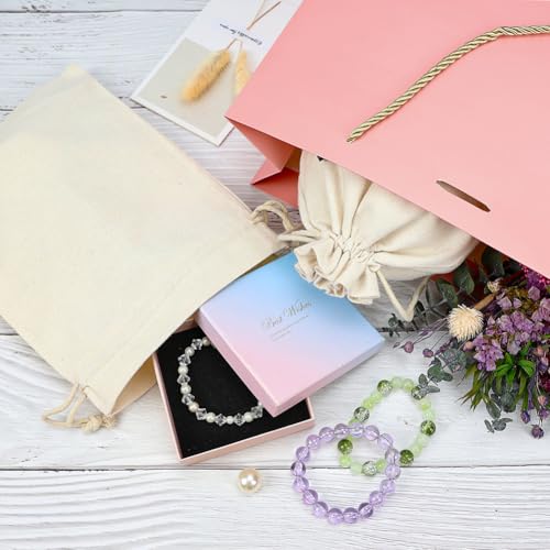 HRX Package 20pcs Cotton Canvas Bags 7x9 inches, Fabric Drawstring Gift Bags Pouches Sachet for Party Favors Craft DIY