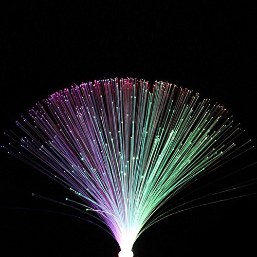 Fiber Optic Lamp, LED Colourful Changing Fiber Optic Fountain Night Light, Novelty Battery Powered Bedside Mood Lamp for C...