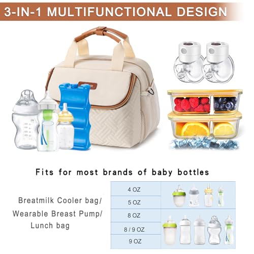 BABEYER Breastmilk Cooler Bag with Ice Pack Fits 6 Baby Bottles up to 9 Ounce, Wearable Breast Pumps Cooler Bag for Nursin...