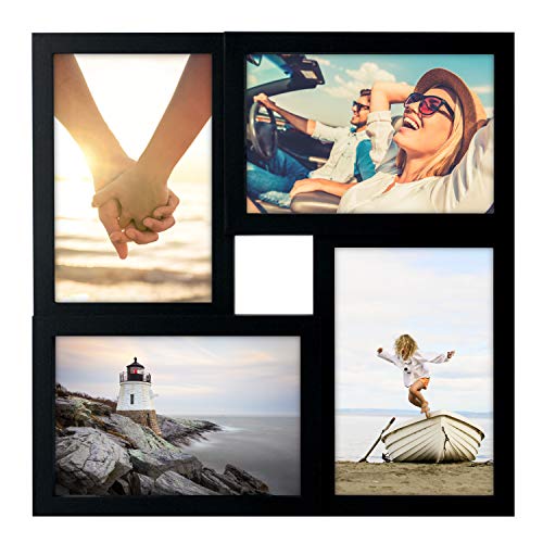Malden International Designs Collage Picture Frame for Wall, Holds Four Photos : 2-6x4 and 2-4x6 Inch - Black Plastic, Wal...
