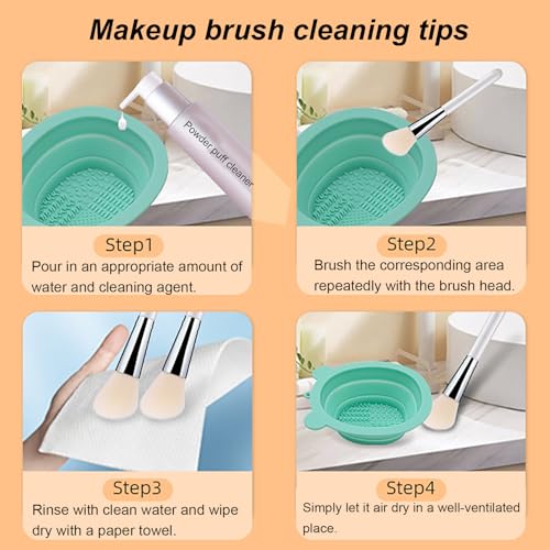 Bear Shaped Foldable Silicone Makeup Brush Cleaner Pad, Portable Brush & Beauty Blender Sponge Cleaning Mat, Soft BPA-Free...
