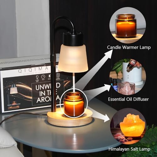 Candle Warmer Lamp Essential Oil Diffuser, Adjustable Height Dimmable Candle Warmer with Timer for Bedroom Living Room Hom...