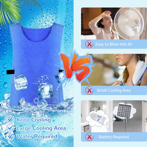 Qudubuy Cooling Ice Vest for Men Women, Upgraded Adjustable Evaporative Cooling Vest for Hot Weather, Reusable, Lightweigh...