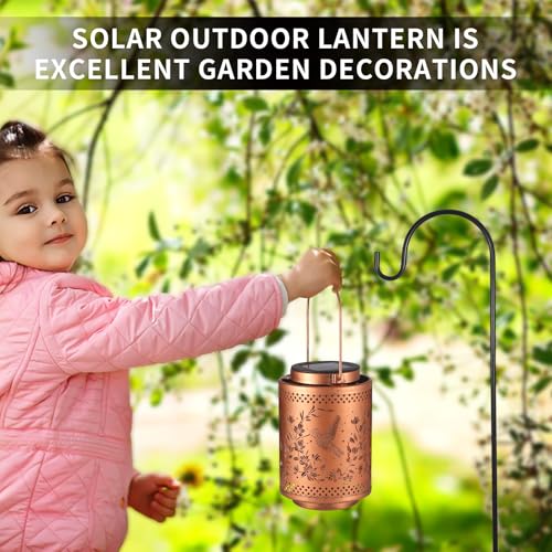 Hummingbird Solar Lanterns Garden Decor Birthday Gifts for Women Mon Grandma Metal Hanging Solar Lights Waterproof Outdoor...
